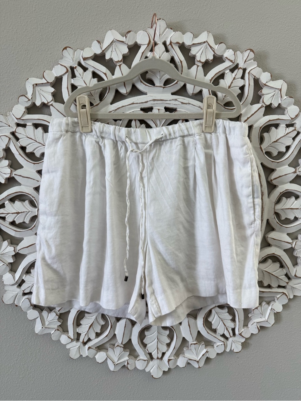 Ralph Lauren White Linen Blend Drawstring Shorts Summer Vacation Size Medium